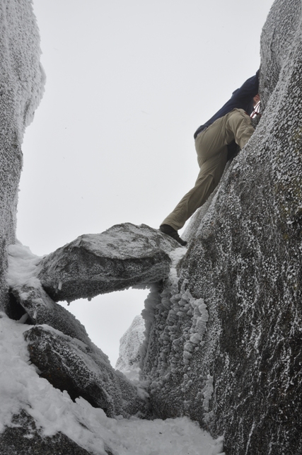 climbing icicle ridge