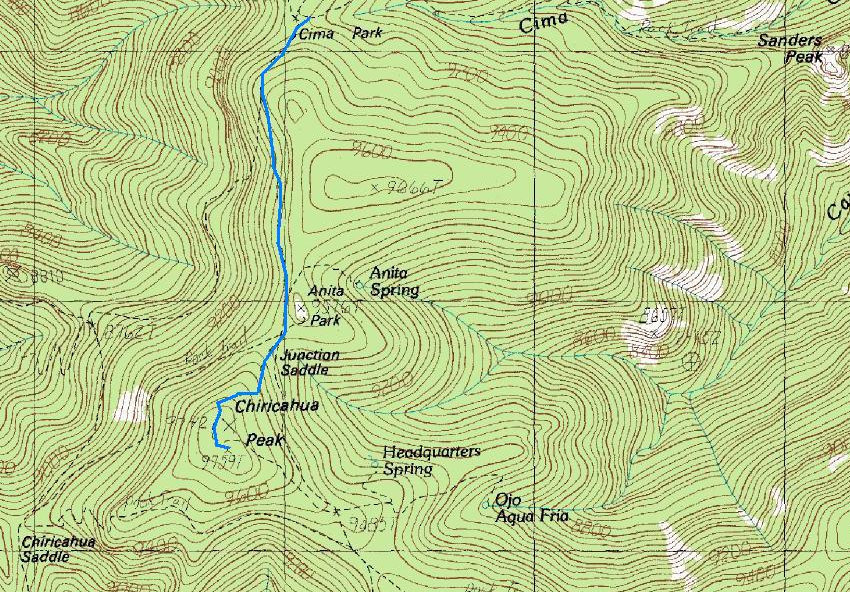 Chiricahua Peak topographical map