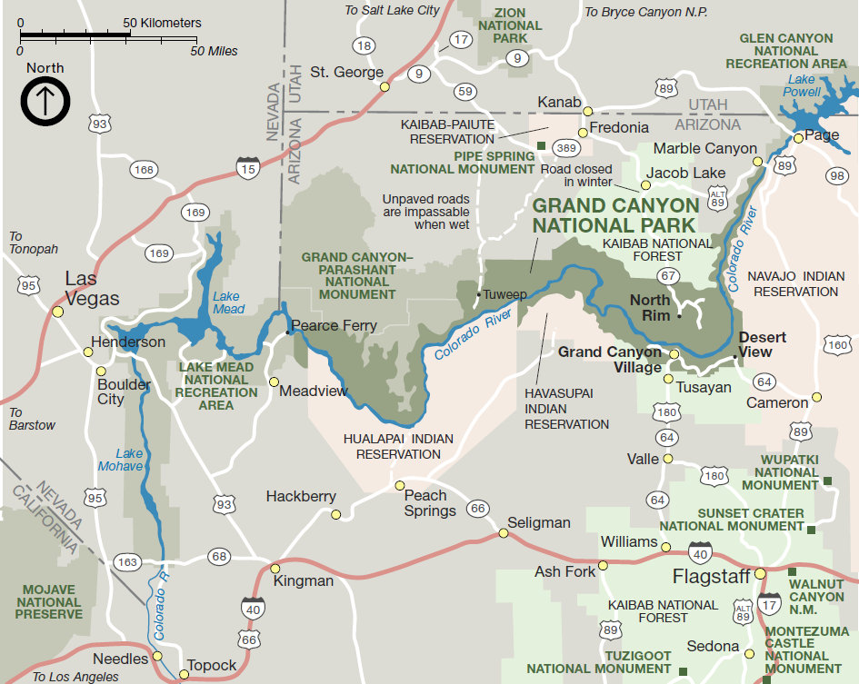 Grand Canyon area map