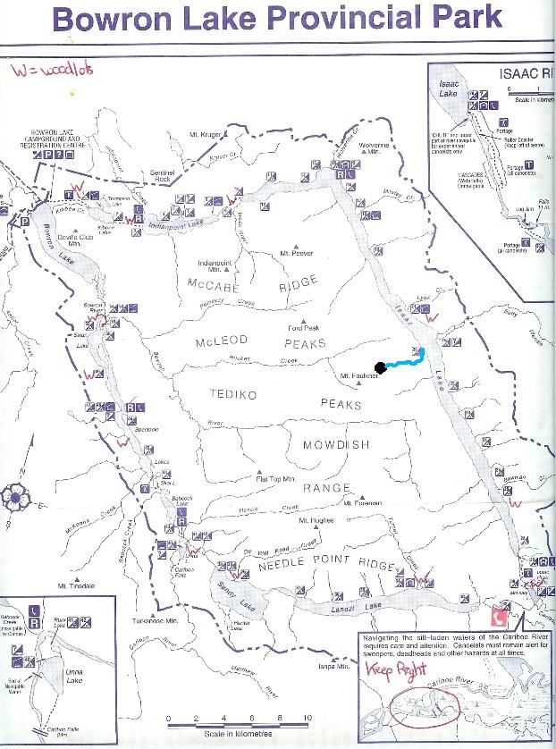 Bowron Lakes map