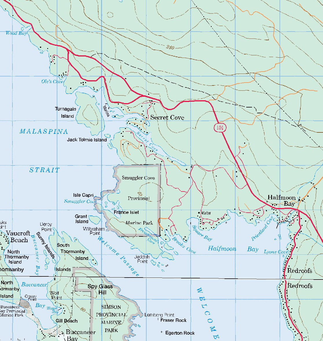 Smuggler Cove topo map