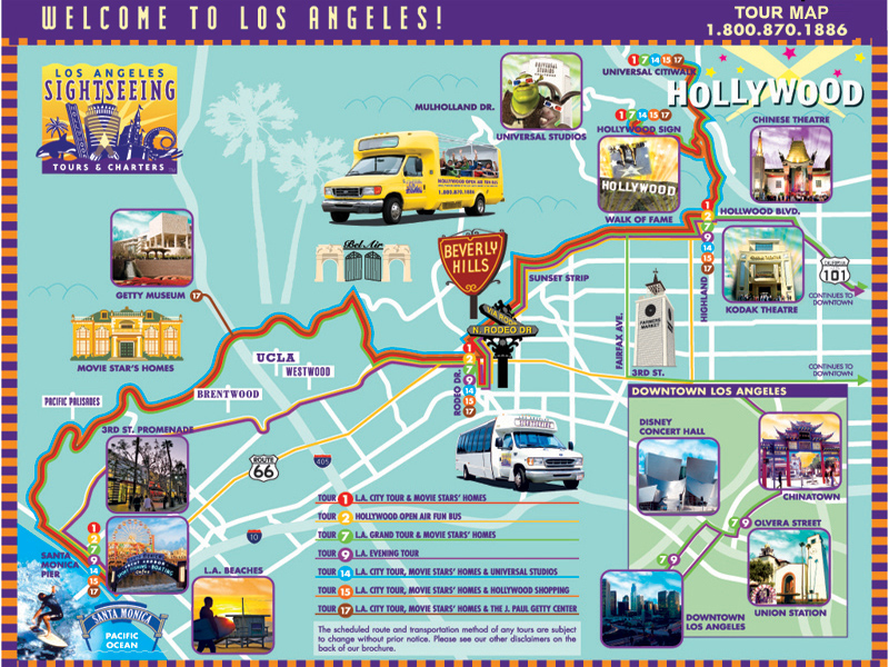 los angeles tourist map