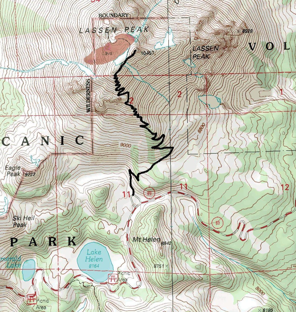 lassen peak map