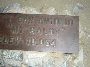 Mount Baldy summit sign