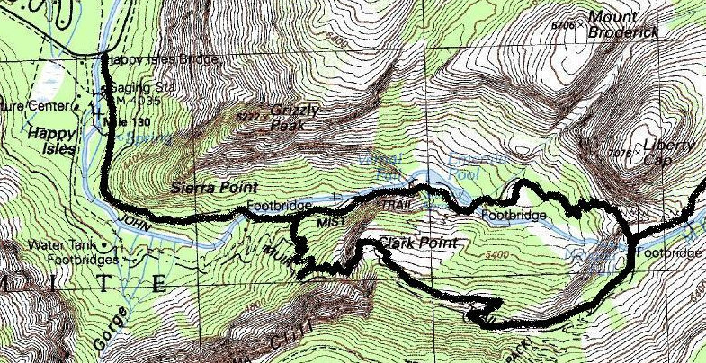 Half Dome trail map