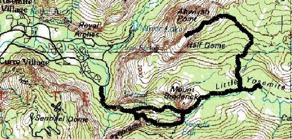 Half Dome trail map