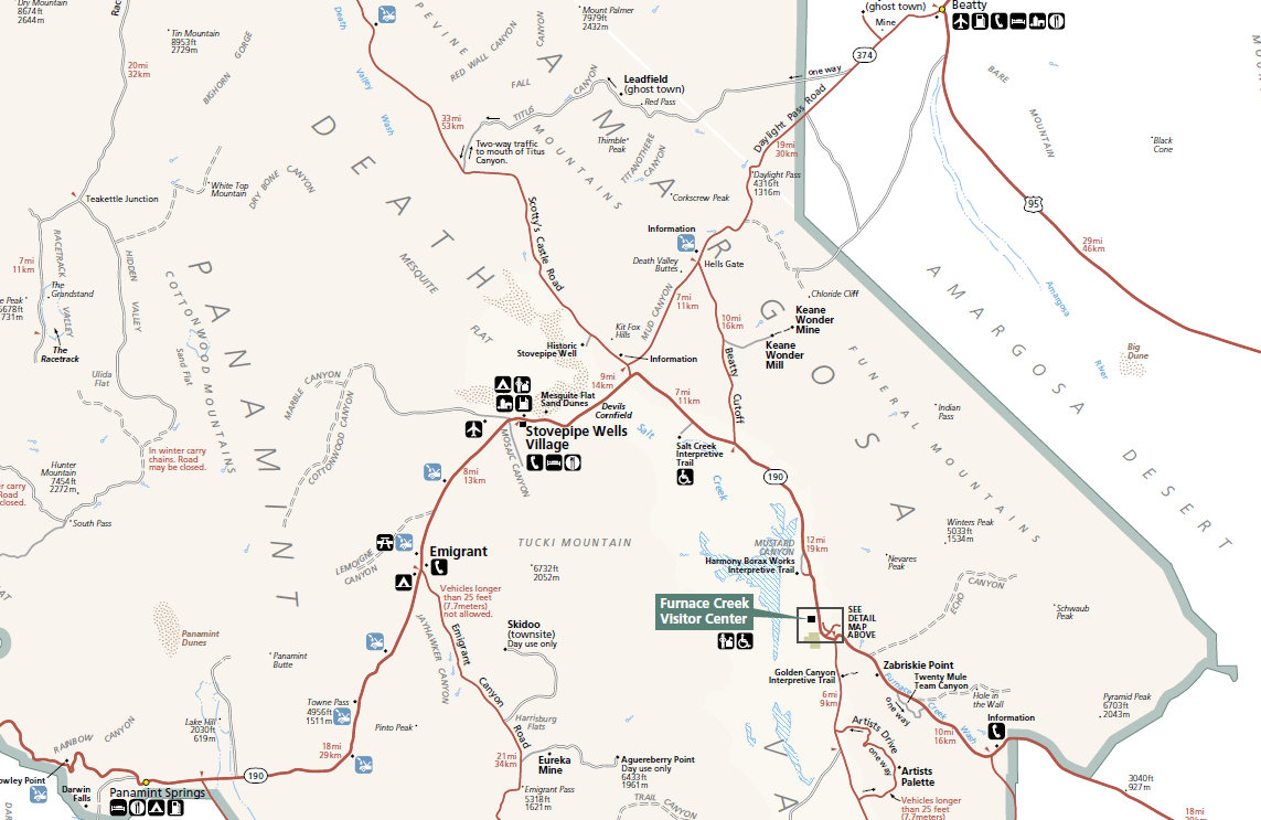 death valley national park map