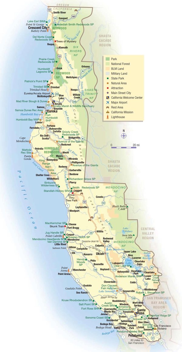 northern california coastline map