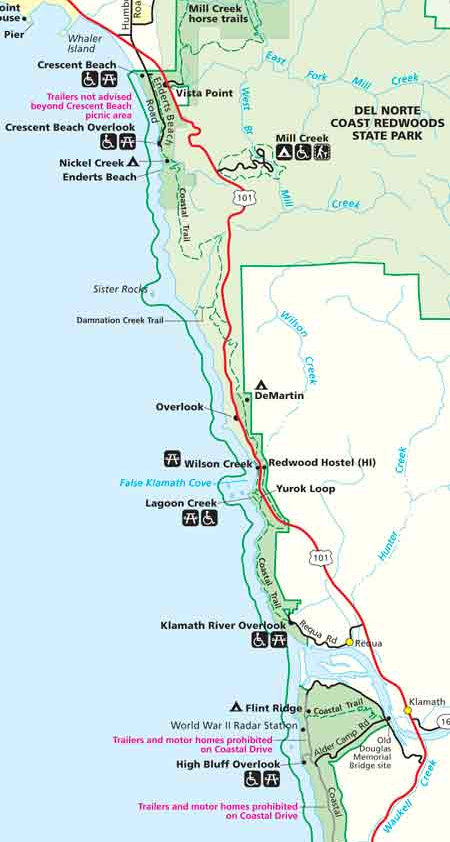 del norte coast redwoods map
