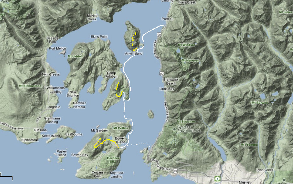 howe sound kayak map