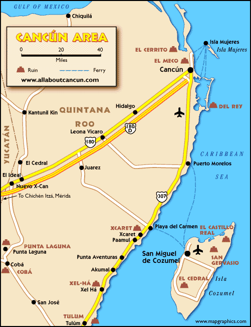 Cancun area map