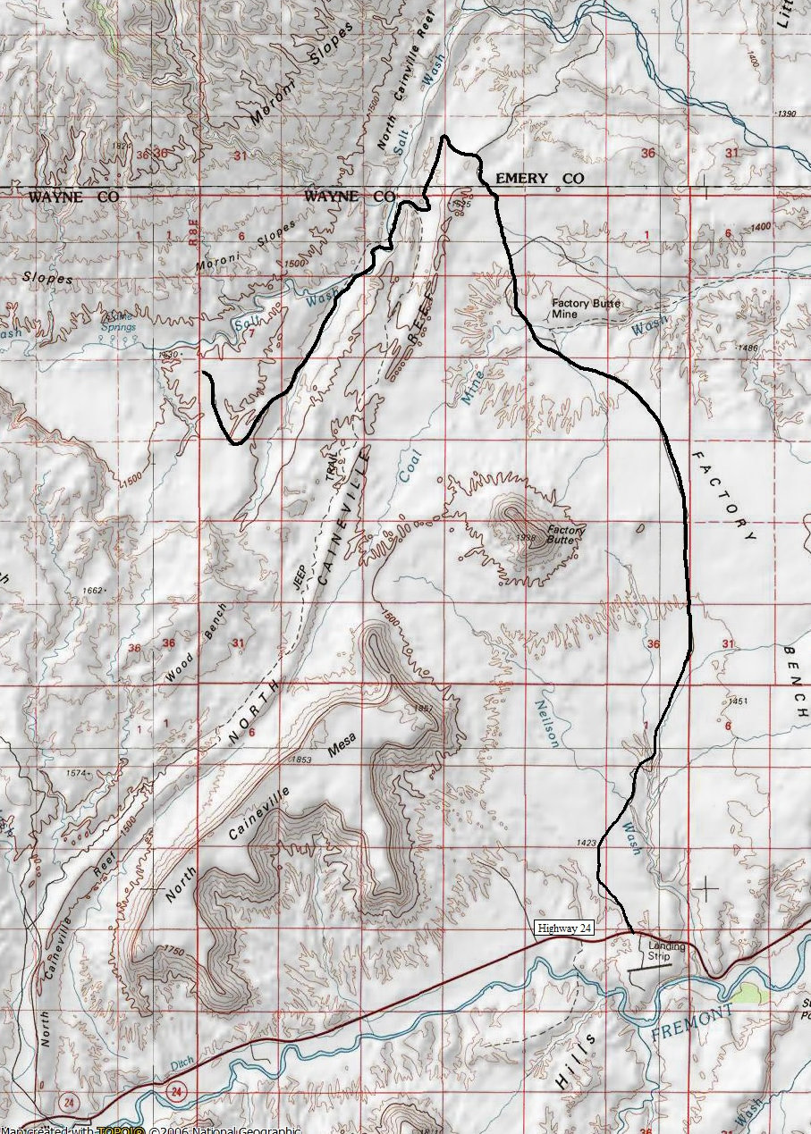 Factory Butte Road map