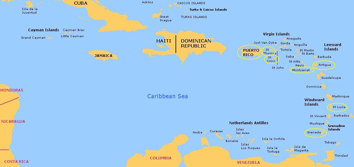 caribbean map