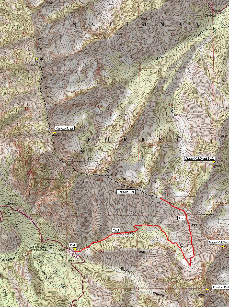 Cascade Mountain Map