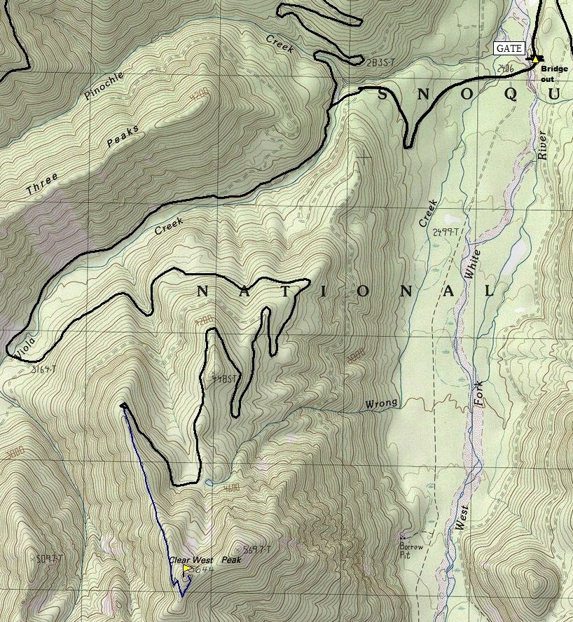 Clear West Peak map
