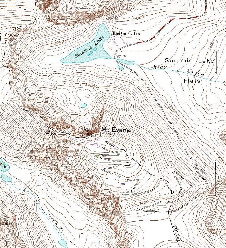 Mount Evens topo map