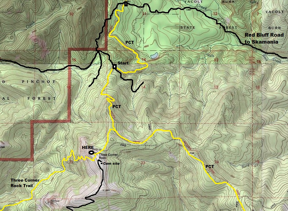 three corner rock map