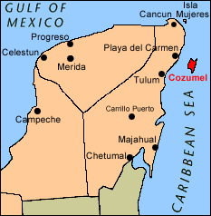 Location map for Cozumel