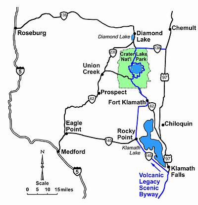 Crater Lake Access Map