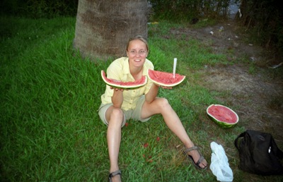 eating watermellon