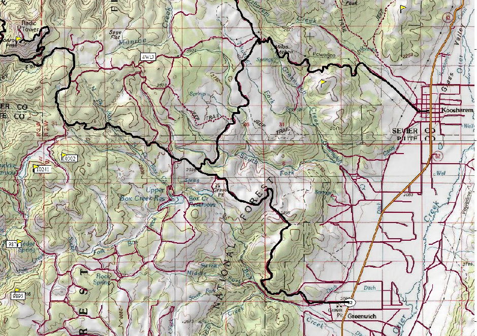 Monroe Peak access map