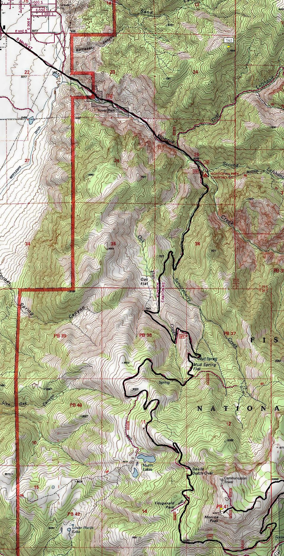 Monroe Peak Map