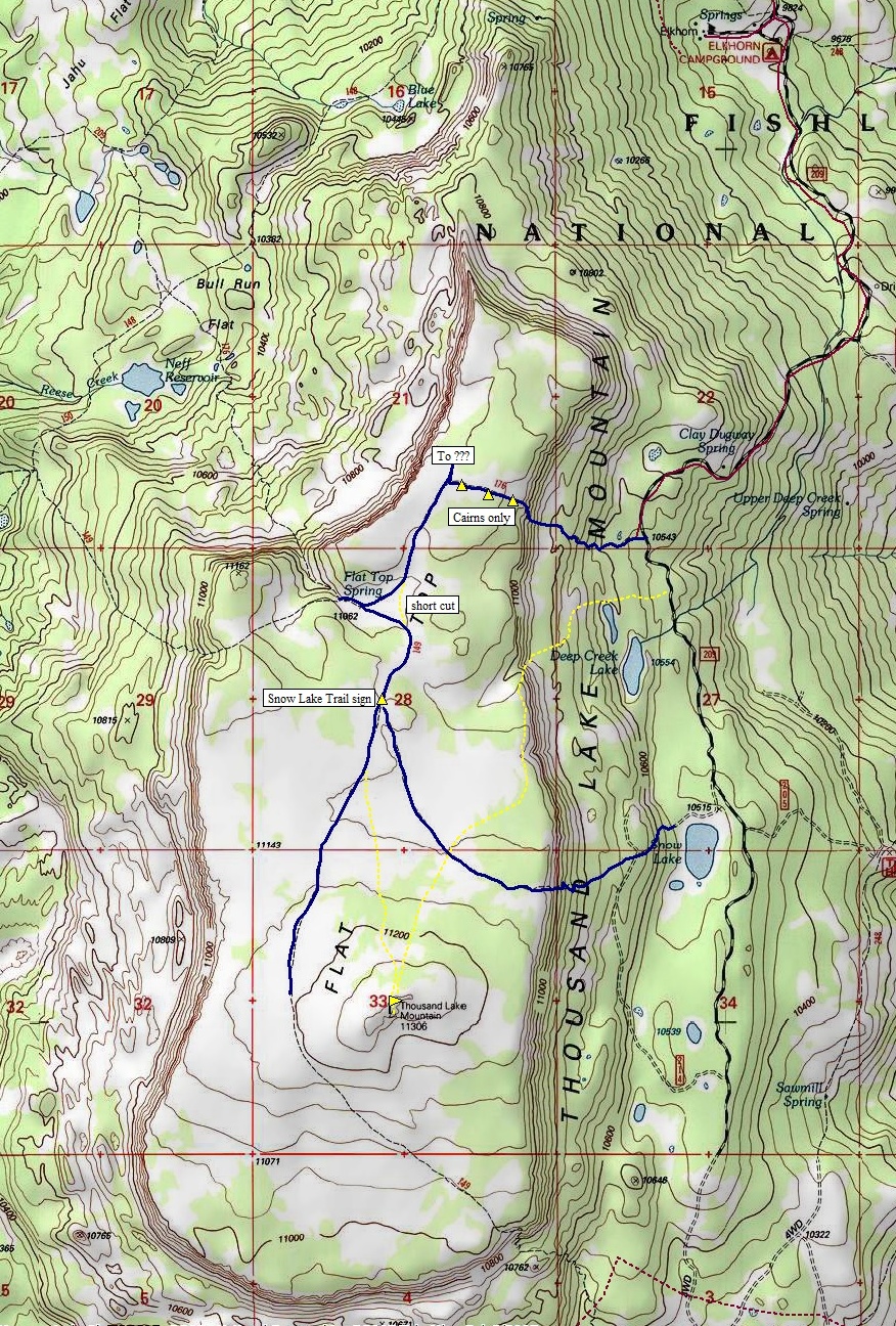 Thousand Lakes Mountain Map