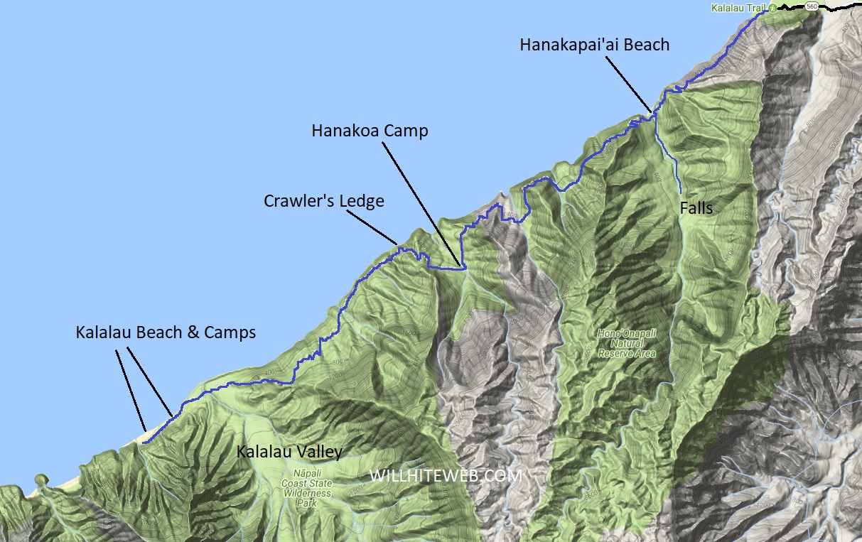 kalalau trail map