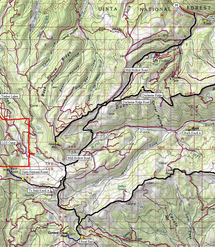 Bald Knoll access map