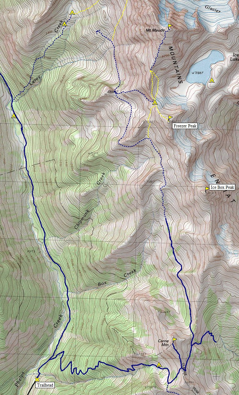 map of Carne Mountain High Route