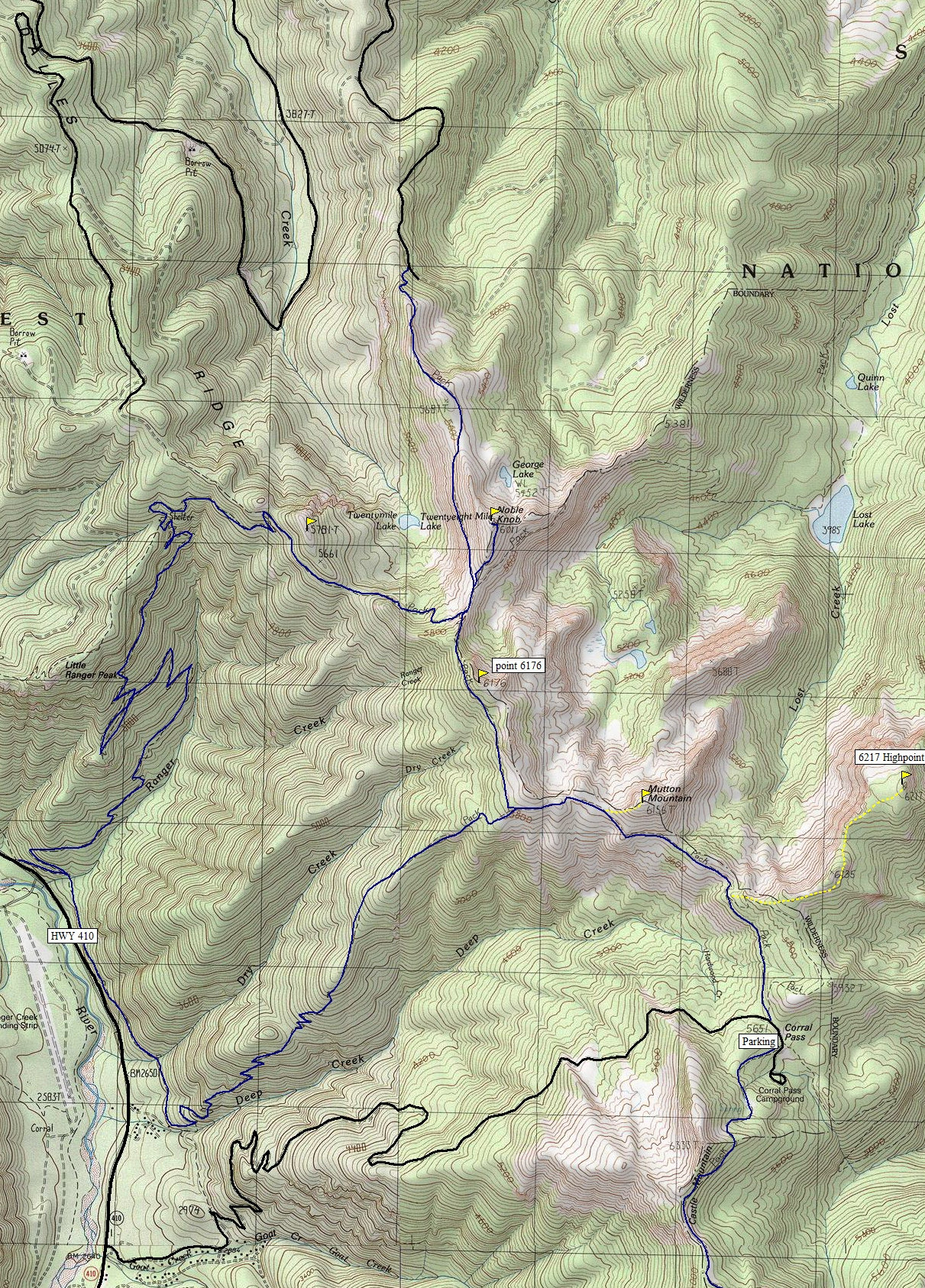 Noble Knob trail map