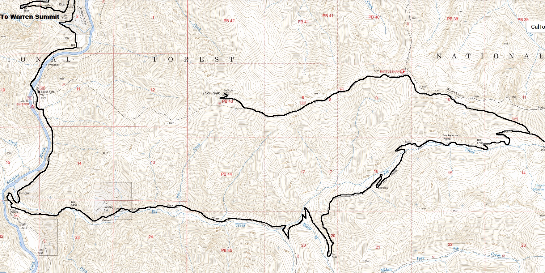 Pilot Peak Lookout Map