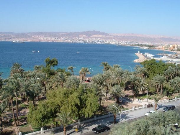 Elat Israel from hotel room in Aqaba