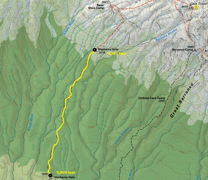 Machame Camp map
