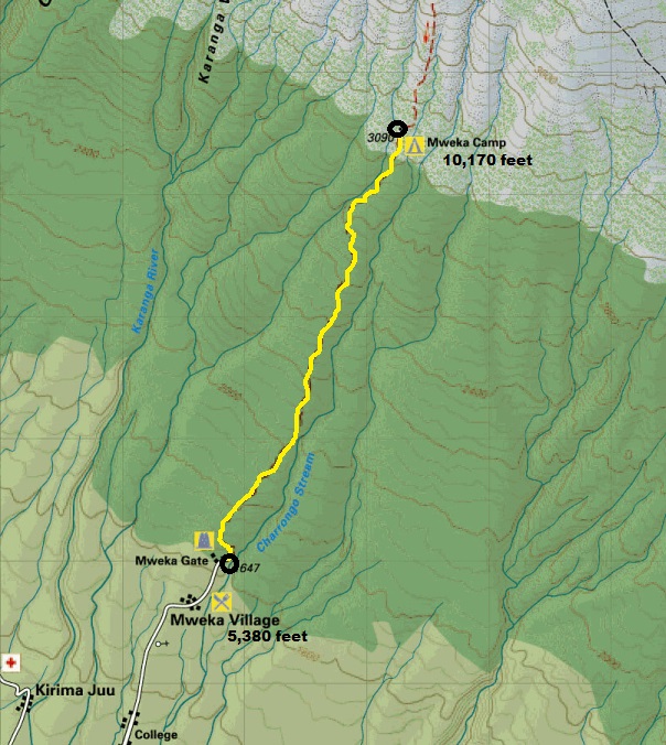 Mweka Gate map