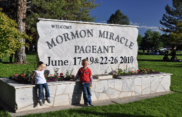 mormon miracle pageant sign