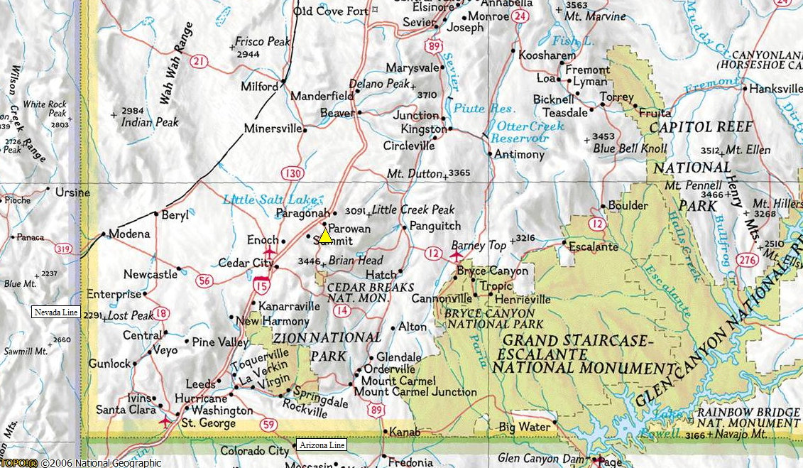 Parowan Utah location map