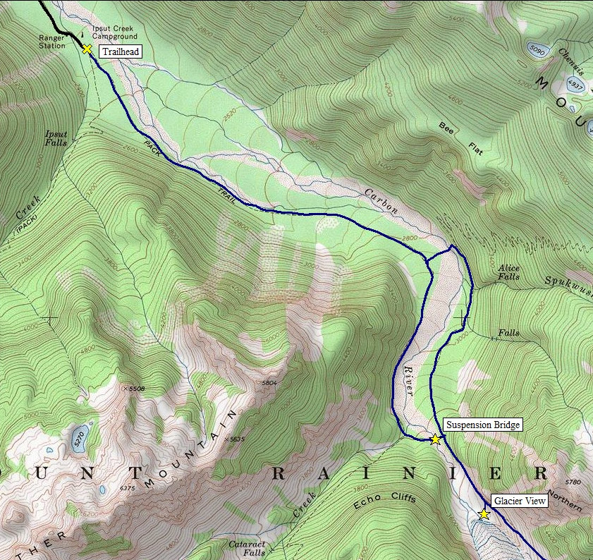 Carbon Glacier Trail Map