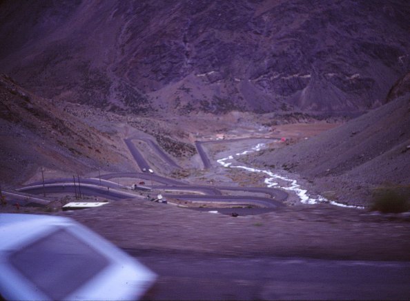 switchbacking road in Chile