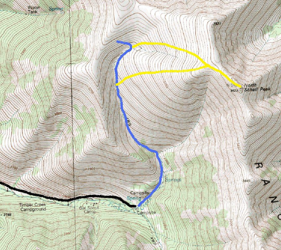 Map of North Schell Peak