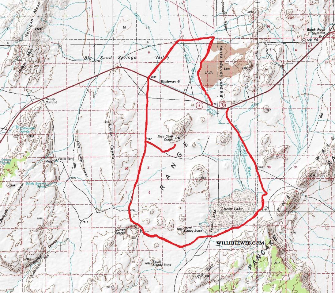 Lunar Crater Scenic Byway Map