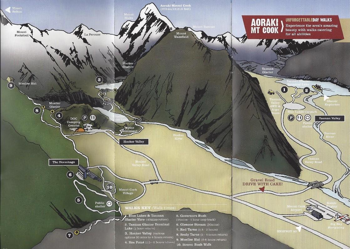 mt cook village trail map