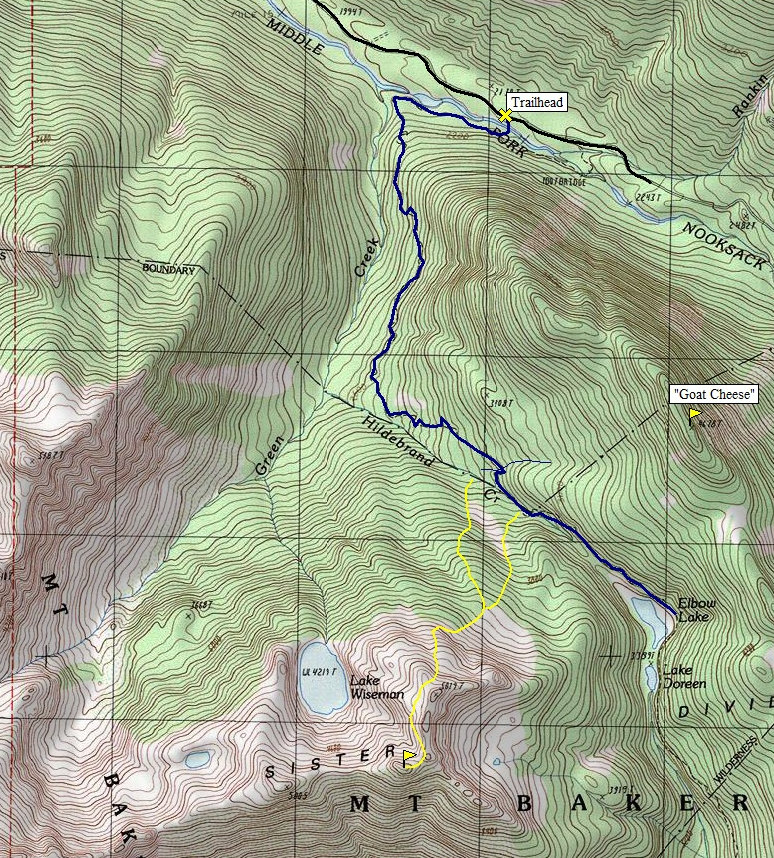 sister divide elbow lake map