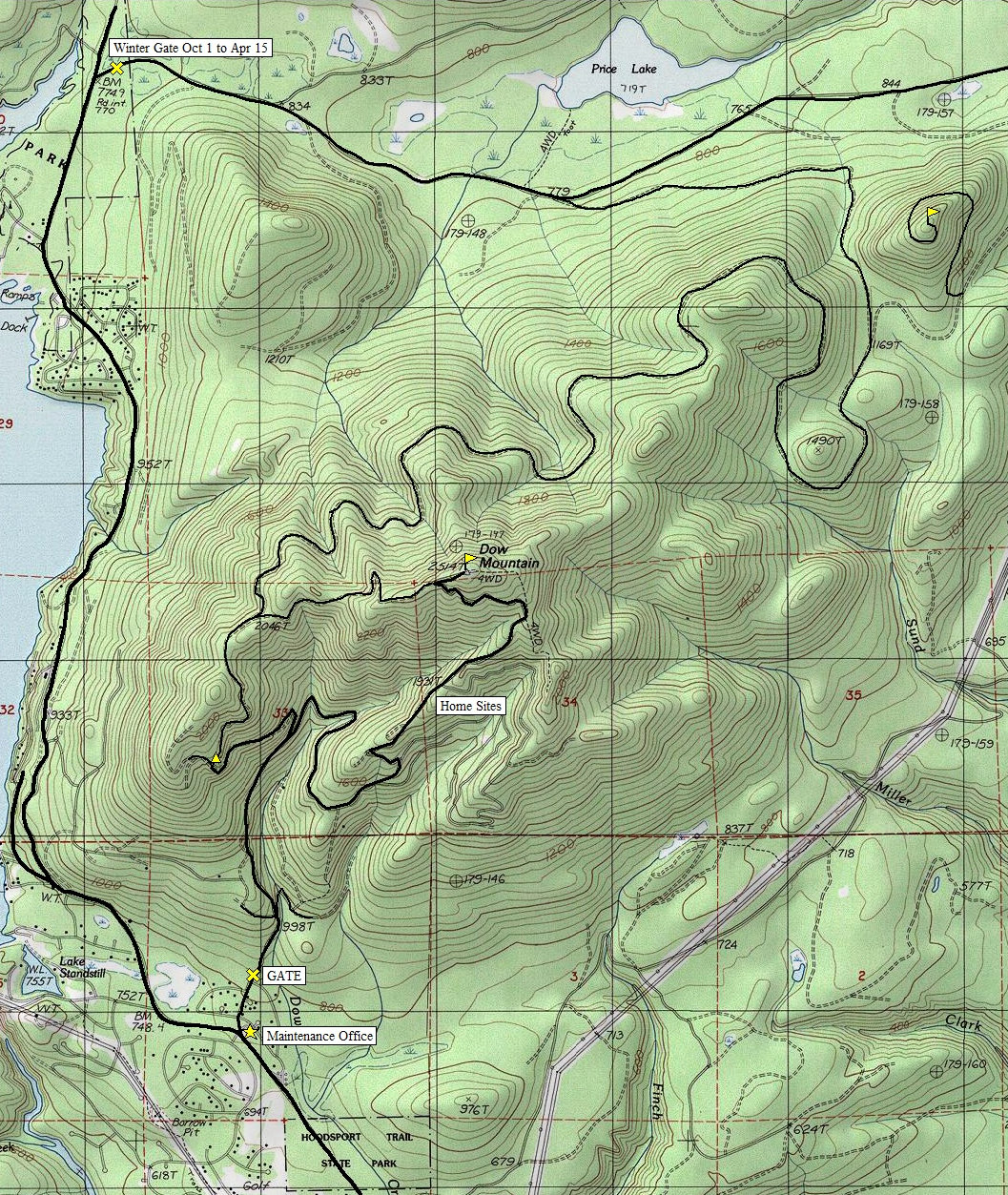 dow mountain road map