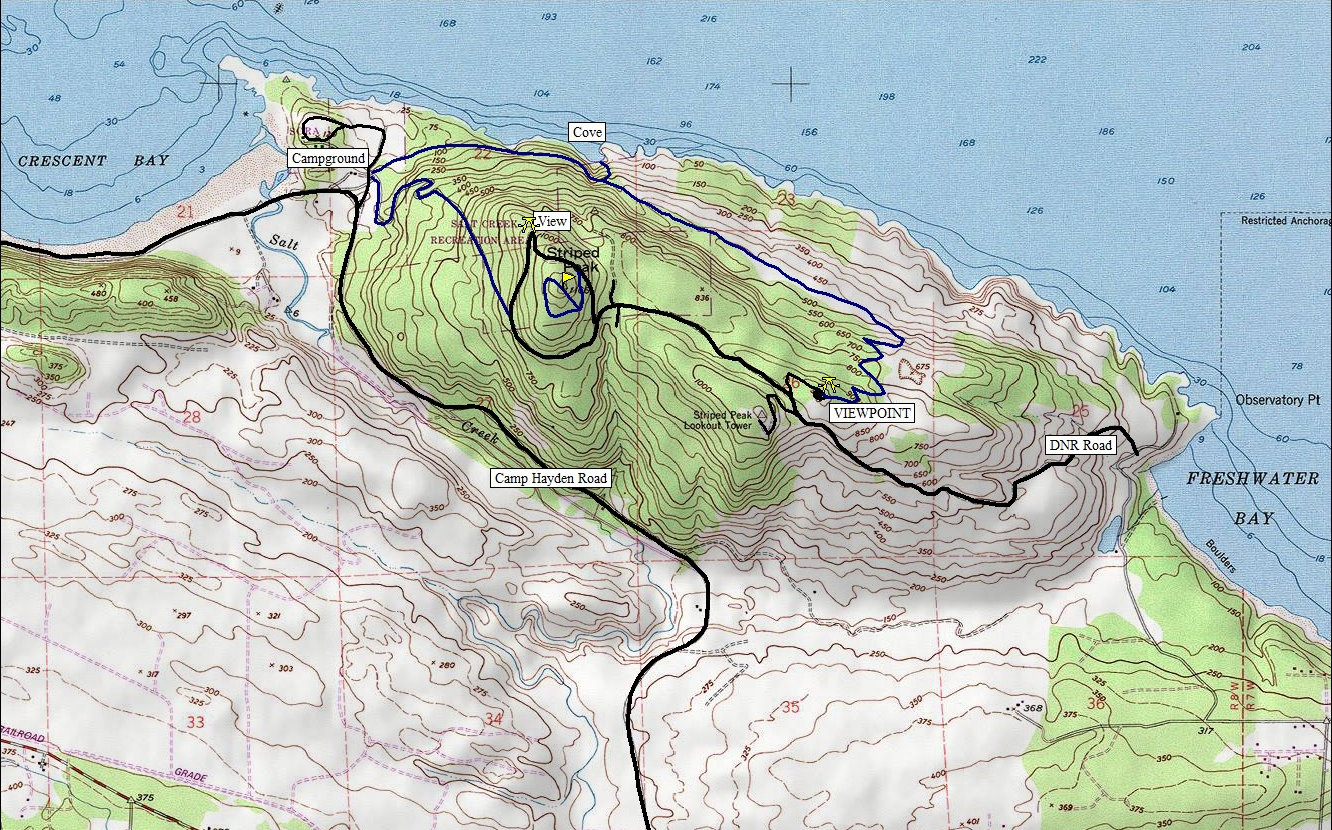 striped peak trail map