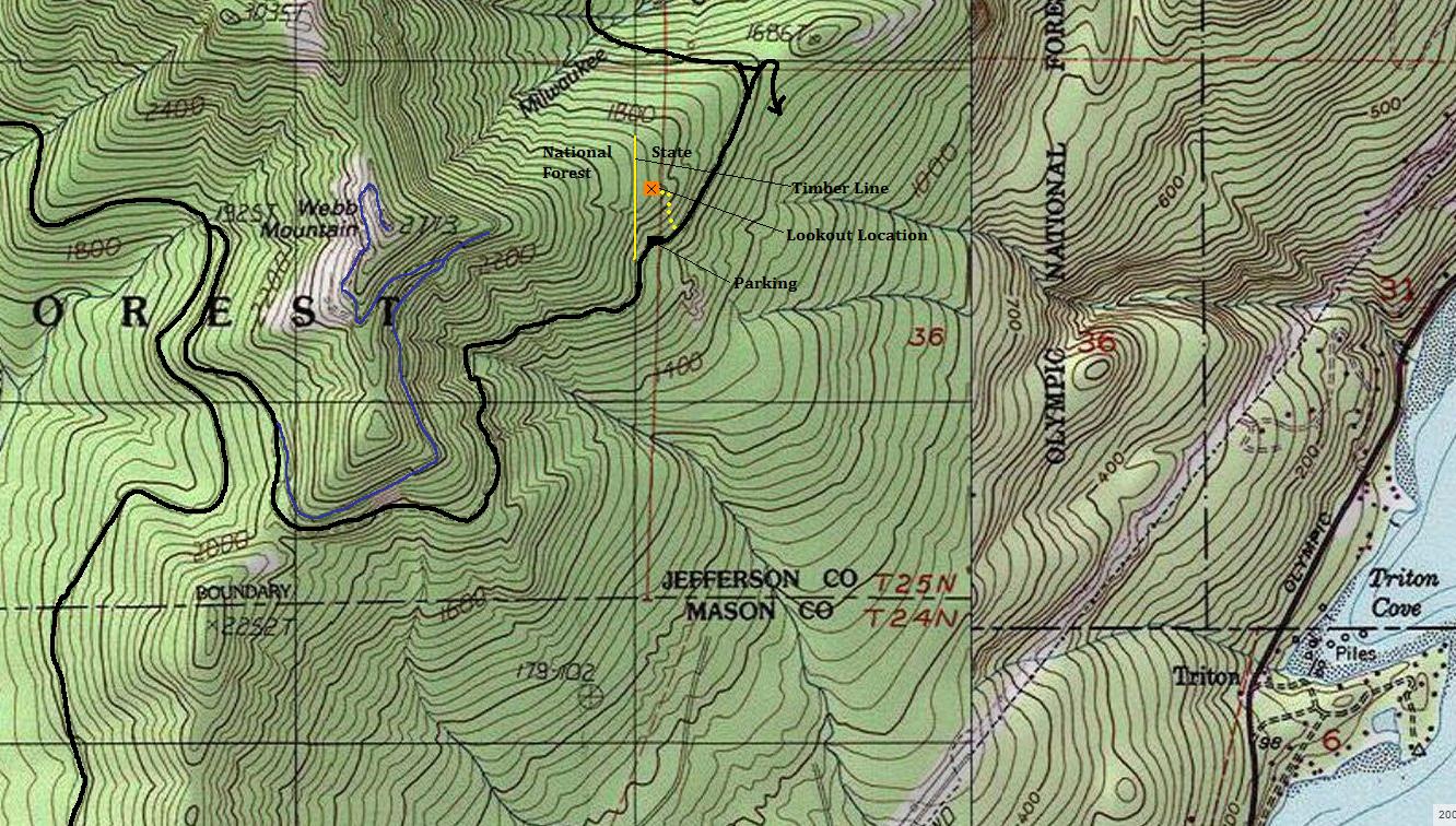 webb mountain lookout map