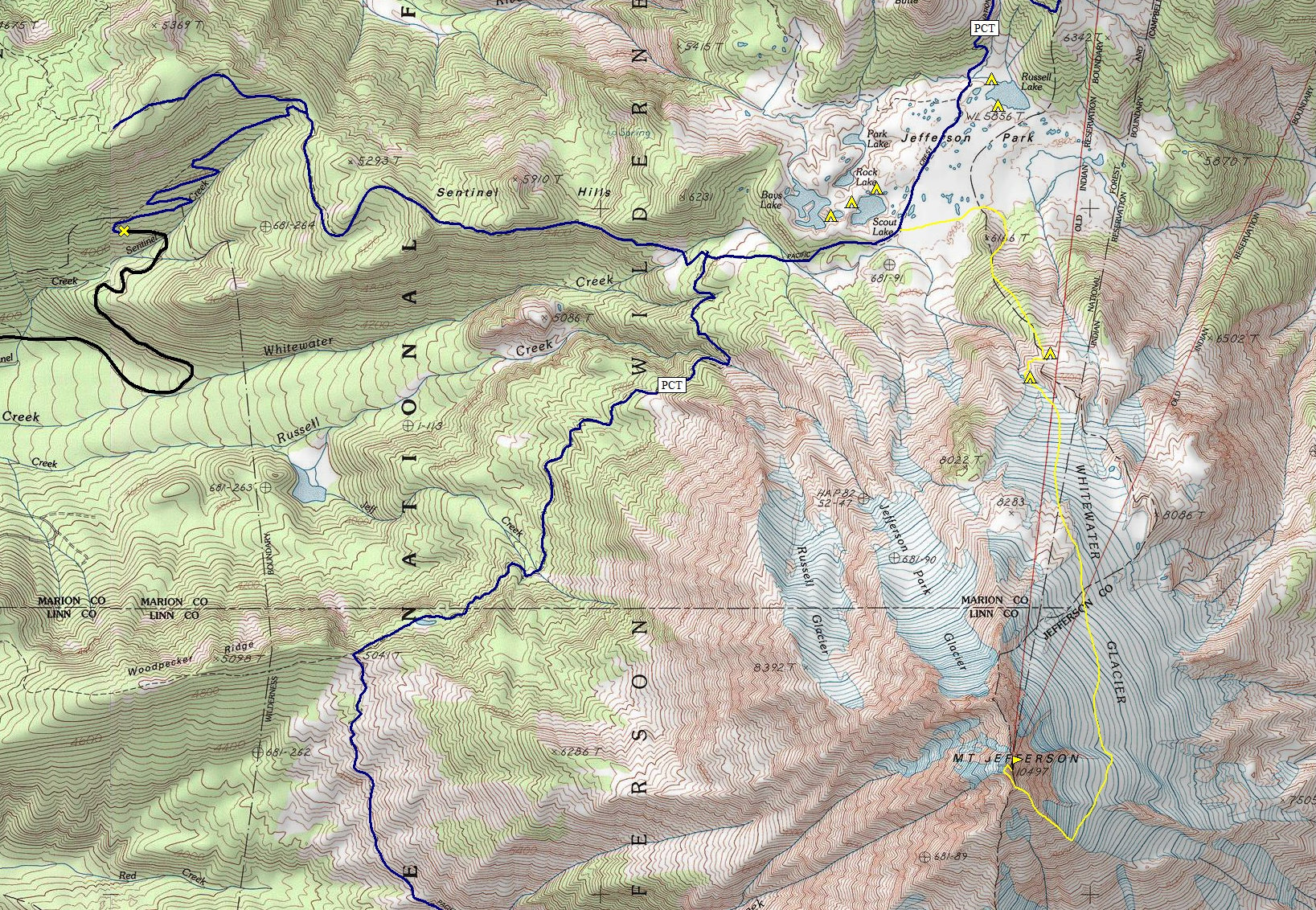 whitewater glacier map