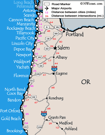 Oregon coast map