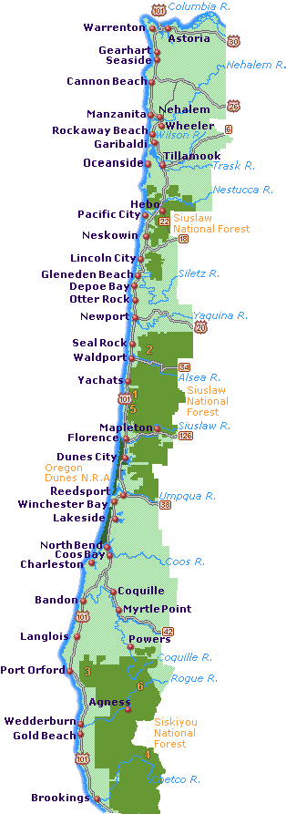 Oregon coast map