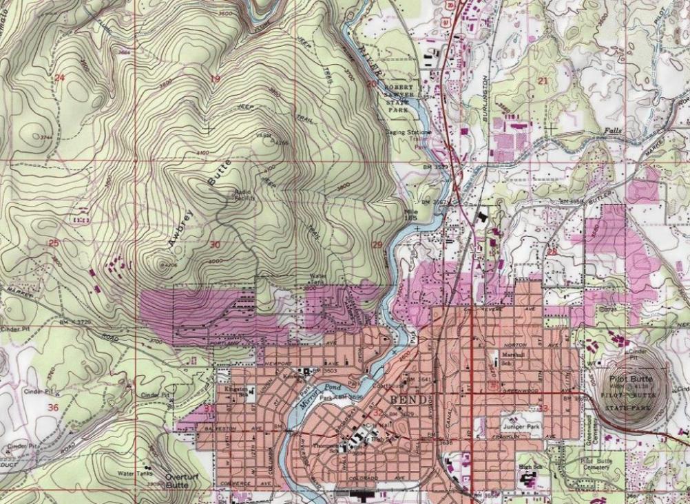 Bend Oregon Elevation Map Awbrey Butte - Sylvan Park - Bend Parks & Recreation